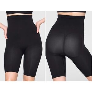 SKIMS Sculpting Short Mid Thigh Open Gusset Onyx Black Shapewear Size Large L